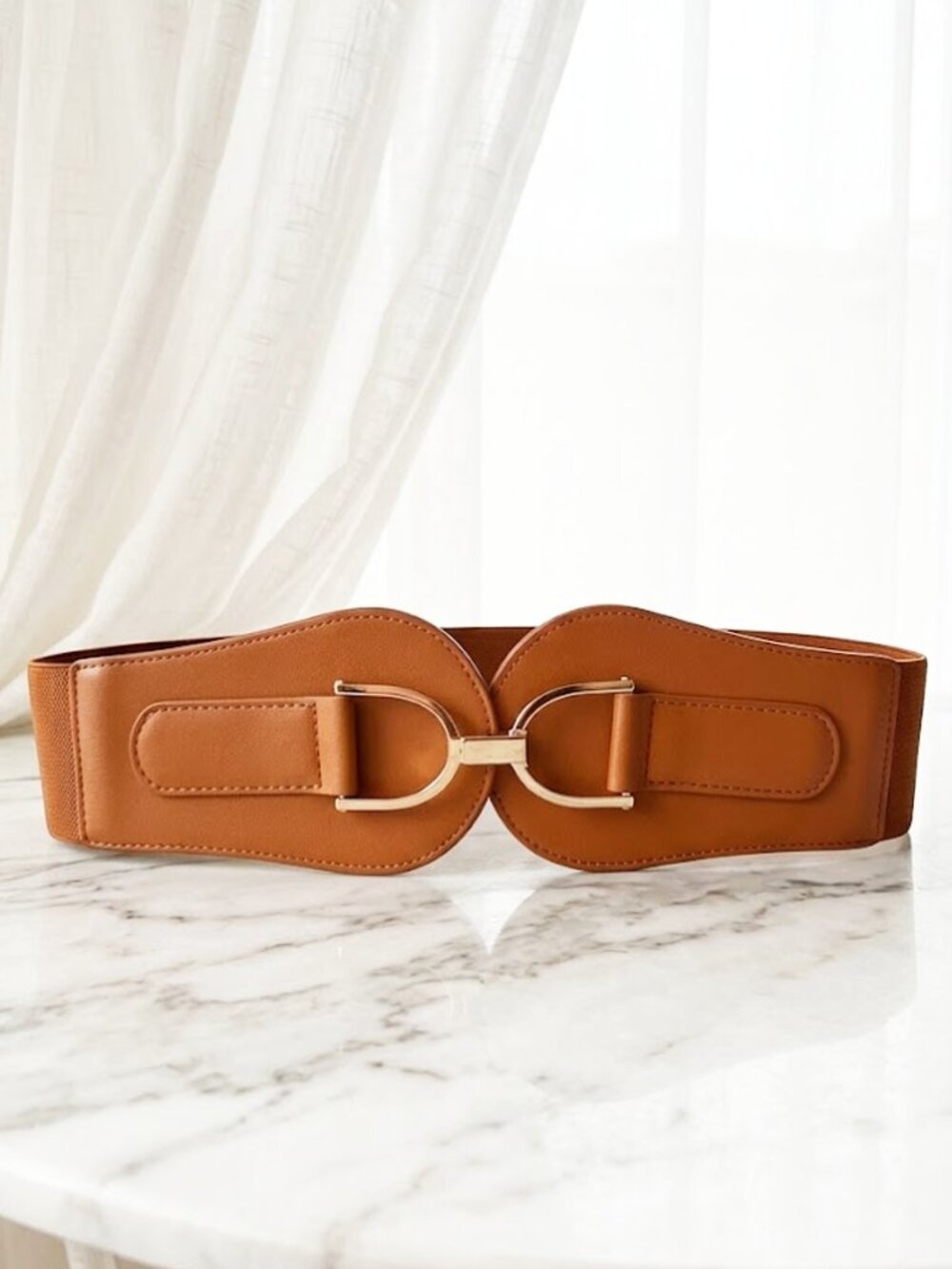 Ladies Brown Oversized Stretch Belt (29.5 Inches)